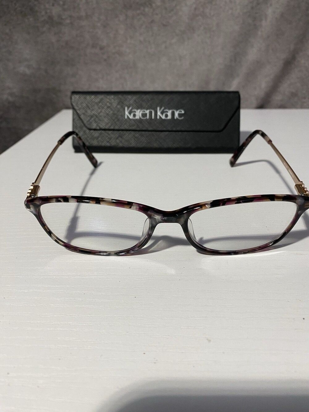 Karen Kane Barbary Fig Eyeglass Frames Tortoise & Pink Floral Gold Tone Women's